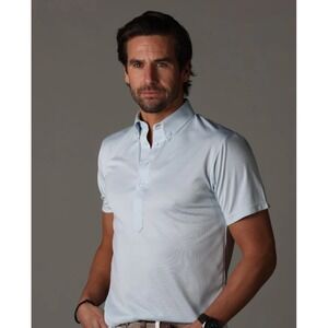Collars and Co Oxford Button Down Collar Polo Short Sleeve Blue